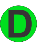 Fouroescent Circle or Square Label Alphabetic letter D